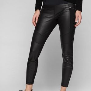 Athleta Ponte Leather Moto Legging Pants - Size S - Black